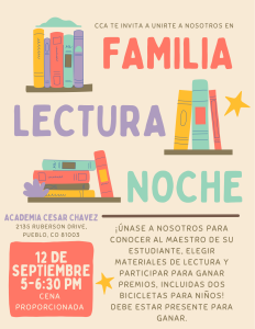 Family Reading Night Flyer in Spanish